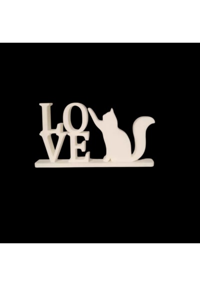Aşkın Ve Sevginin En Tatlı Hali: 3d Baskı 'love' Kedi Figürlü Dekoratif Masa Üstü Objesi 9 X 14