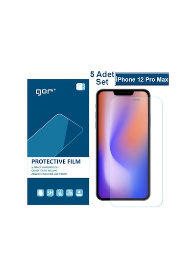 Gor Apple Uyumlu iPhone 12 Pro Max 6.7 Hd Ekran Koruyucu Jelatin 5 Adet Set Şeffaf (467510093)