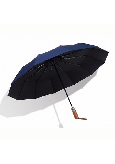 Aventus Umbrella Ahşap Saplı 12 Telli Şemsiye Siyah Lacivert