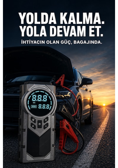 12000 Mah 1000a Hava Kompresörlü Akü Takviye Cihazı 150 Psı Dijital Lastik Şişirme Pompası Pg9081