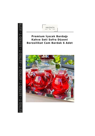 Premium İçecek Bardağı Kahve Seti Sofra Düzeni Borosilikat Cam Bardak 6 Adet Çok Renkli