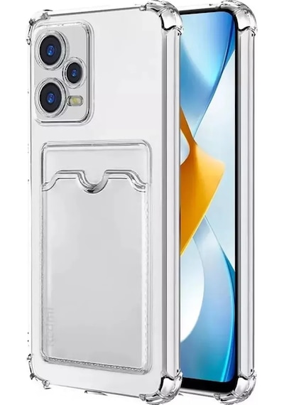 Xiaomi Redmi Note 12 Pro Plus Kamera Korumalı Kartlıklı Darbe Emici Özellikli Şeffaf Silikon Kılıf Şeffaf