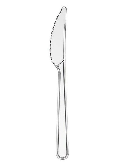 Poppy Plastik Lüks Tek Kullanımlık Bıçak - 18 Cm. - Şeffaf - 50 Adetlik 10 Paket Şeffaf
