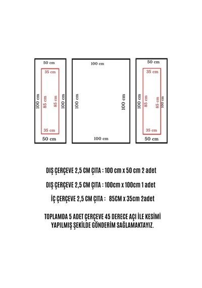 Dekoratif Boyanabilir Duvar Çıtası Hazır Kesimli 2,5 Cm Çıta