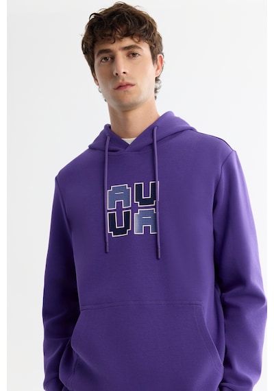 Avva Erkek Mor Kapüşonlu Pamuklu Baskılı Elastan Regular Fit Sweatshirt A42y1324