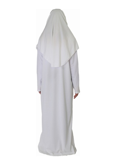 Zehranaz Namaz Elbisesi Beyaz Fermuarlı Namaz Elbisesi Beyaz