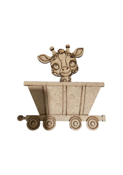 Boyanabilir Ahşap Vagonlu Zürafa Figürü 14x13 Cm 10 Adet