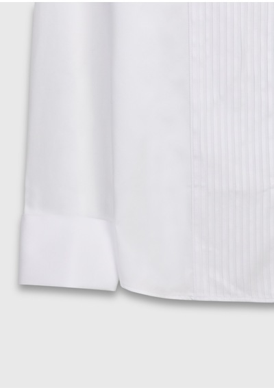 Ramsey Beyaz Düz Slim Fit Duble Manşet Smokin Gömlek beyaz white