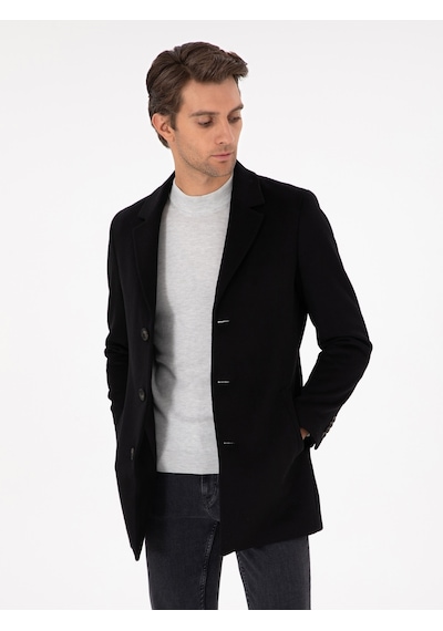 Cacharel Siyah Yün Karışımlı Ex. Slim Fit Palto