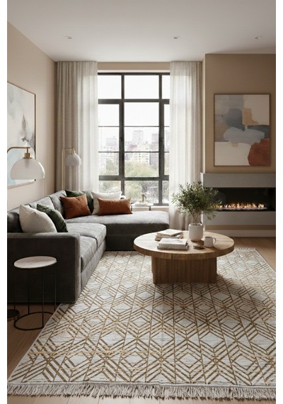 Bohem Serisi Günlük Kullanıma Uygun Makinede Yıkanabilir Kilim Renkli