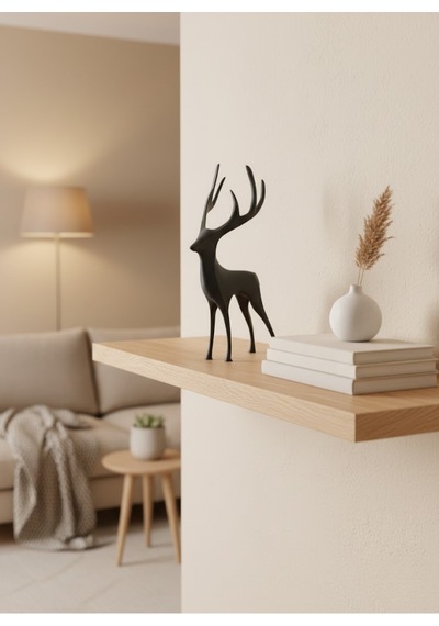 Geyik Figürü Gri Modern Salon Ve Raf Dekoru