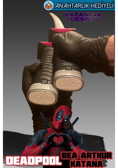 Kazanova Design Deadpool Bea & Arthur Katlanabilir Katana Figür 98 Cm Marvel Cosplay