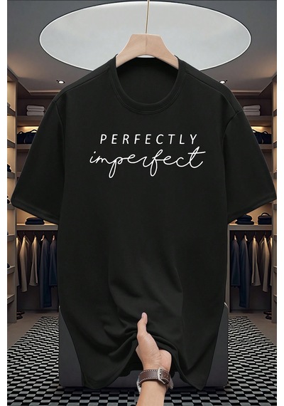 Pamuklu Perfectly Baskılı Oversize T-shirt Siyah