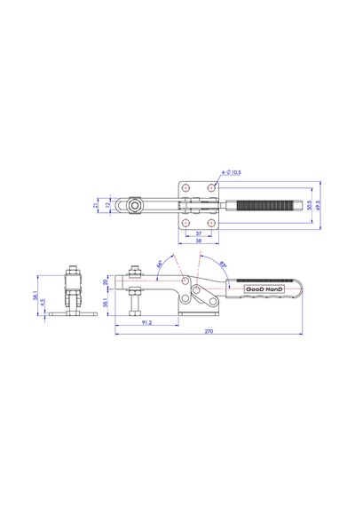 Goodhand Gh-21384 Yatay Geçiş Kelepçesi 500 Kg Kapasiteli Düz T