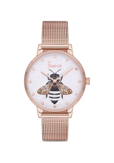 Freelook Rose Gold Hasır Tasarımlı Kadın Kol Saati F.1.1150.02 Sarı