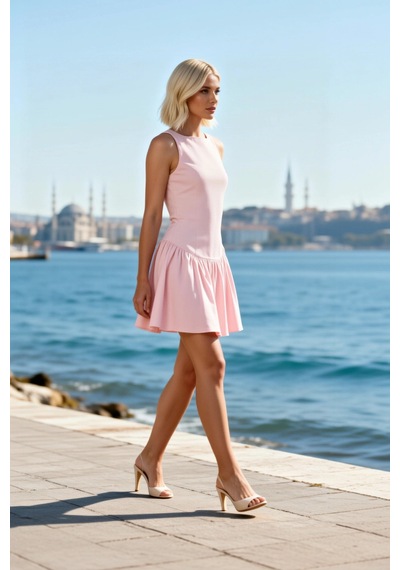 Benerly Kadın Kolsuz Kayık Yaka Skater Mini Elbise %100 Pamuk Gabardin Do Pembe Benerly Kadın Kolsuz Kayık Yaka Skater Mini Elbise %100 Pamuk Gabardin Do Pembe