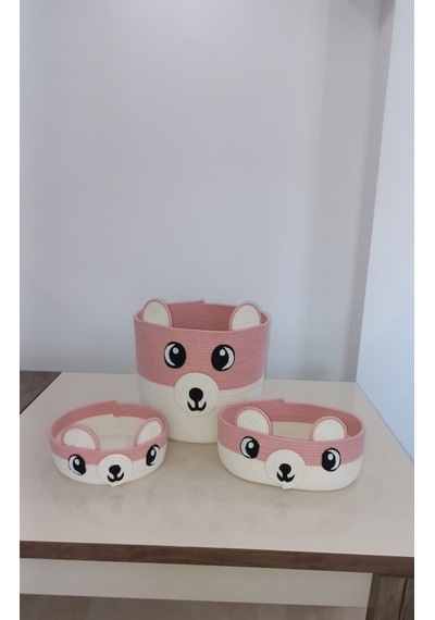 Organizer Üçlü Sepet Takımı Kız Çocukları İçin Açık Pembe