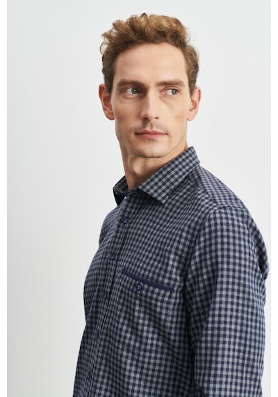 AC&Co / Altınyıldız Classics Erkek Lacivert-Gri Slim Fit Dar Kesim Düğmeli Yaka Pötikareli Flanel Oduncu Gömlek 4A2023100025LAGM Lacivert - Gri AC&Co / Altınyıldız Classics Erkek Lacivert-Gri Slim Fit Dar Kesim Düğmeli Yaka Pötikareli Flanel Oduncu Gömlek 4A2023100025LAGM Lacivert - Gri