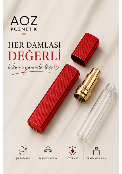 Kırmızı Parfüm Dolum Seti Doldurulabilir Mini Parfüm Şişesi Cep Parfüm Şişesi Taşınabilir Parfüm Şişesi 12ml