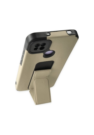 Xiaomi Redmi 9c Uyumlu Kılıf Mega Standlı Silikon - Gold