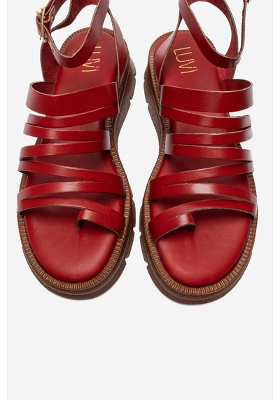 Luvi Shoes Elsa Kırmızı Hakiki Deri Çok Bantlı Kadın Parmak Arası Sandalet Luvi Shoes Elsa Kırmızı Hakiki Deri Çok Bantlı Kadın Parmak Arası Sandalet