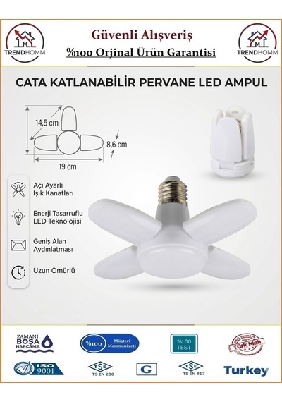 Cata Led Ampul - Pervane Tipi - 30 Watt - Beyaz Işık 30 Watt-Beyaz