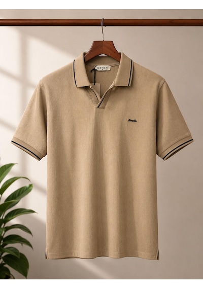 Classics Men Gewer Slim Fit Erkek Polo Yaka Tişört 7754 Bej
