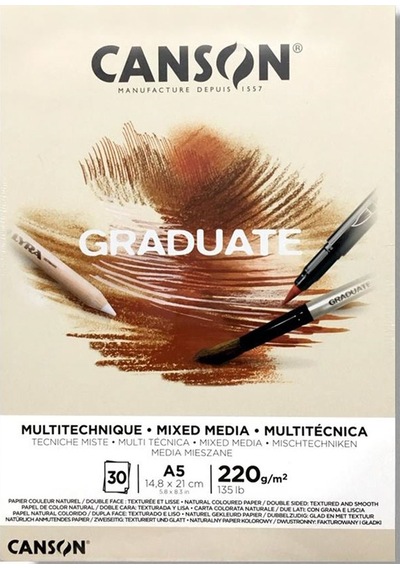 Canson Çizim Bloğu Graduate Mıx Medıa Natural 30 Syf A5 220 Gr