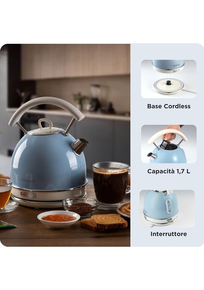 Ariete Vintage Dom Su Isıtıcı Mavi 2877/05 - Retro Kettle, 2000 W