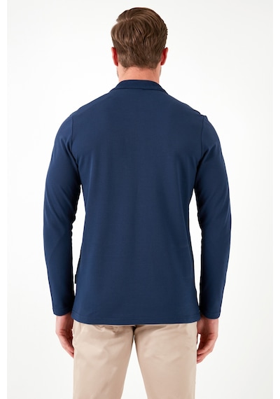 Buratti % 100 Pamuk Slim Fit Polo Yaka Erkek Sweat 5905707 Indigo
