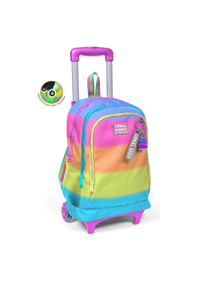 Coral High Kids Renkli Çizgili Üç Bölmeli Çekçekli Okul Sırt Çantası 23970 Renk