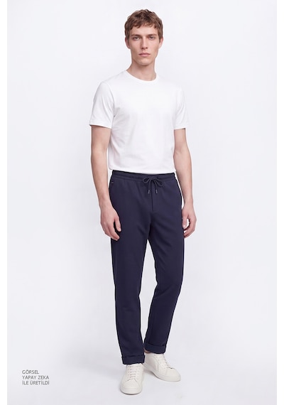 Ac&Co / Altınyıldız Classics Slim Fit Dar Kesim Beli Bağlamalı Yan Cepli Erkek Pantolon - Lacivert