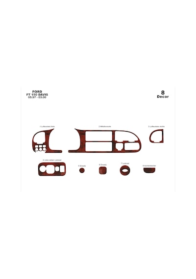 Ford Transit Torpido Kaplama 1997-2000 8 Parça Maun