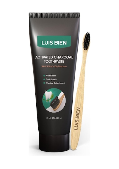Luis Bien Aktif Karbon Diş Beyazlatma ve Temizleme Macunu 75 ML + Bambu Diş Fırçası