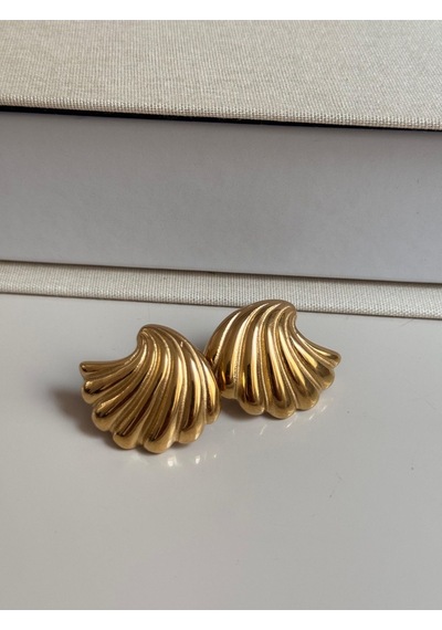 Altın Kaplama Kabarık Spiral Form Küpe Modern Ve Minimal Tasarım Altın