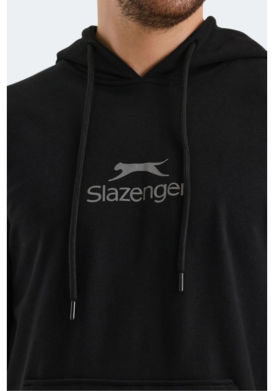 Slazenger Onca Erkek Kanguru Cepli Kapüşonlu Siyah Sweatshirt Siyah