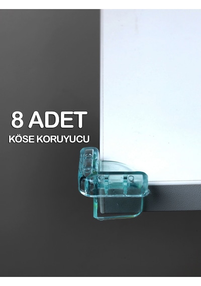 8 Adet Bebek Çocuk Masa Kenar Köşe Koruyucu Pvc Köşe Koruma Yeşil