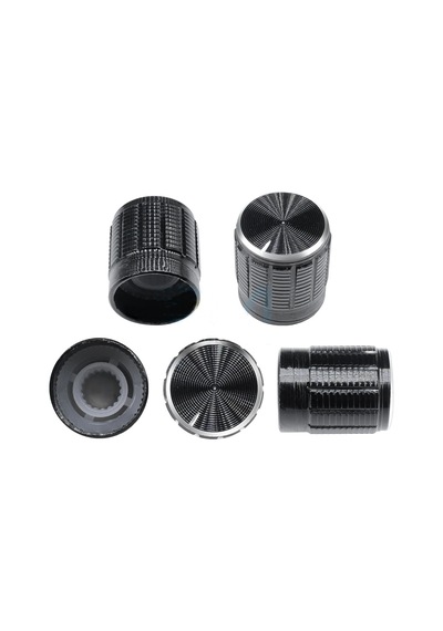 Alüminyum Pot Başlığı 6mm Tırtıklı Mil  6mm Siyah Metal Potansiyo