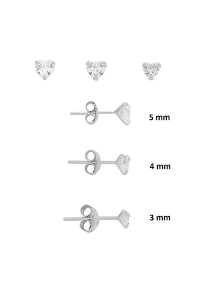 925 Ayar Gümüş 3'lü Tekli Kombin Set Kalp Kesim Zirkon Taşlı Minimal Küpe 3-4-5 Mm Barcode Gümüş - Rodyum 925 Ayar Gümüş 3'lü Tekli Kombin Set Kalp Kesim Zirkon Taşlı Minimal Küpe 3-4-5 Mm Barcode Gümüş - Rodyum