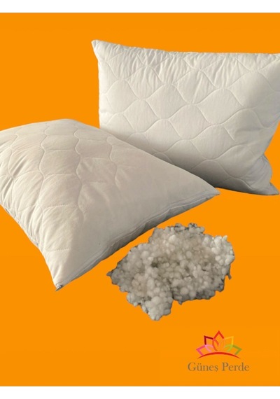 Pamuklu Kapitone Boncuk Silikon & Elyaf Yastık 600 Gr 2 Adet Beyaz