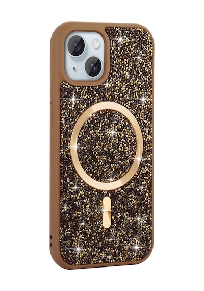 Apple Uyumlu iPhone 15 Plus Kılıf Pırlanta Tasarımlı M-safe Şarj Özellikli Zore Mozaik Silikon Kapak 1
