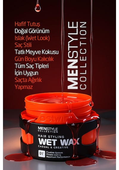 Ostwint Menstyle Collection No:01 Profesyonel Saç Şekillendirici Wet Islak Wax 150 ML