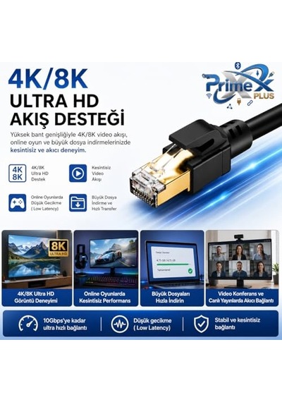 3 Metre Cat8 Kablo 40gbps S Ftp 2000mhz Yüksek Hızlı Internet Kablosu Diğer