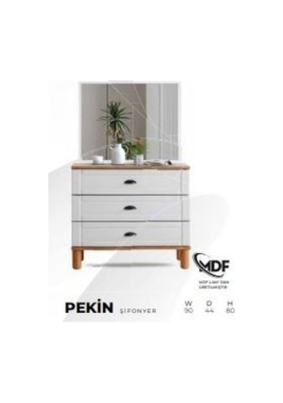 Pekin Mdf Şifonyer Beyaz - Ceviz