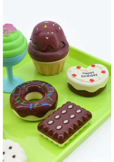 Tatlı Atölyesi Oyun Seti - 9 Parça Oyuncak Pasta, Dondurma, Kurabiye, Donut, Cheesecake, Cupcake & Tepsi 01