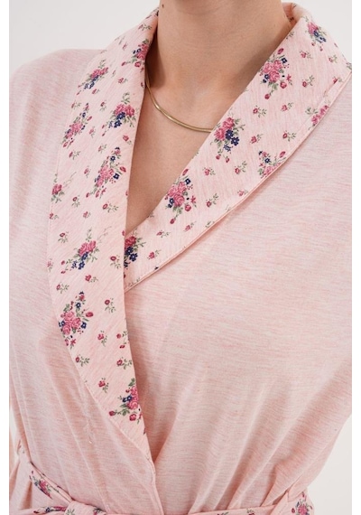 Mecit Pijama Mecit 6318 Pudra Büyük Beden Kadın Sabahlık Pijama Gecelik Set Pudra