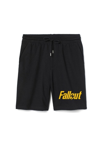 Fallout Lettern Erkek Siyah Şort Siyah