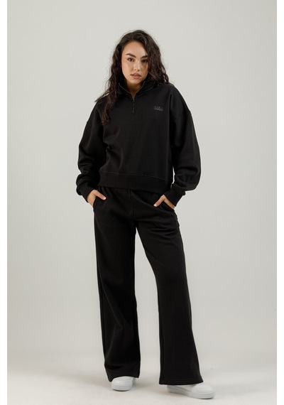 Airlife Bolder Fz.7 Yarım Fermuarlı Kadın Dik Yaka Sweatshirt Siyah