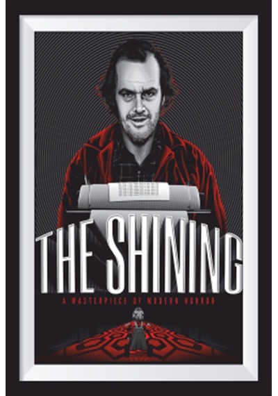 the shining sinema afişi çerçeve görünümlü retro ahşap poster