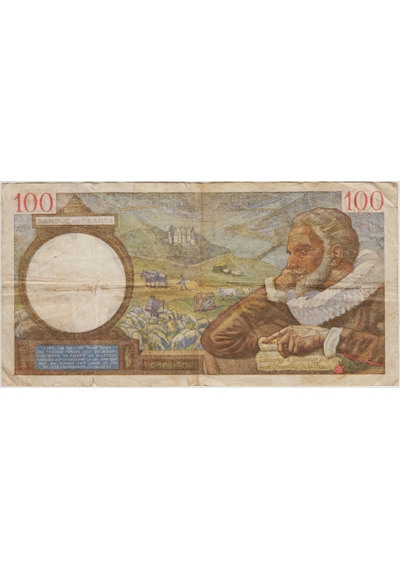 Fransa 100 Frank 1940 İğne Delikleri Ve Kenarlarda Ufak Yırtıklar Var Temiz+